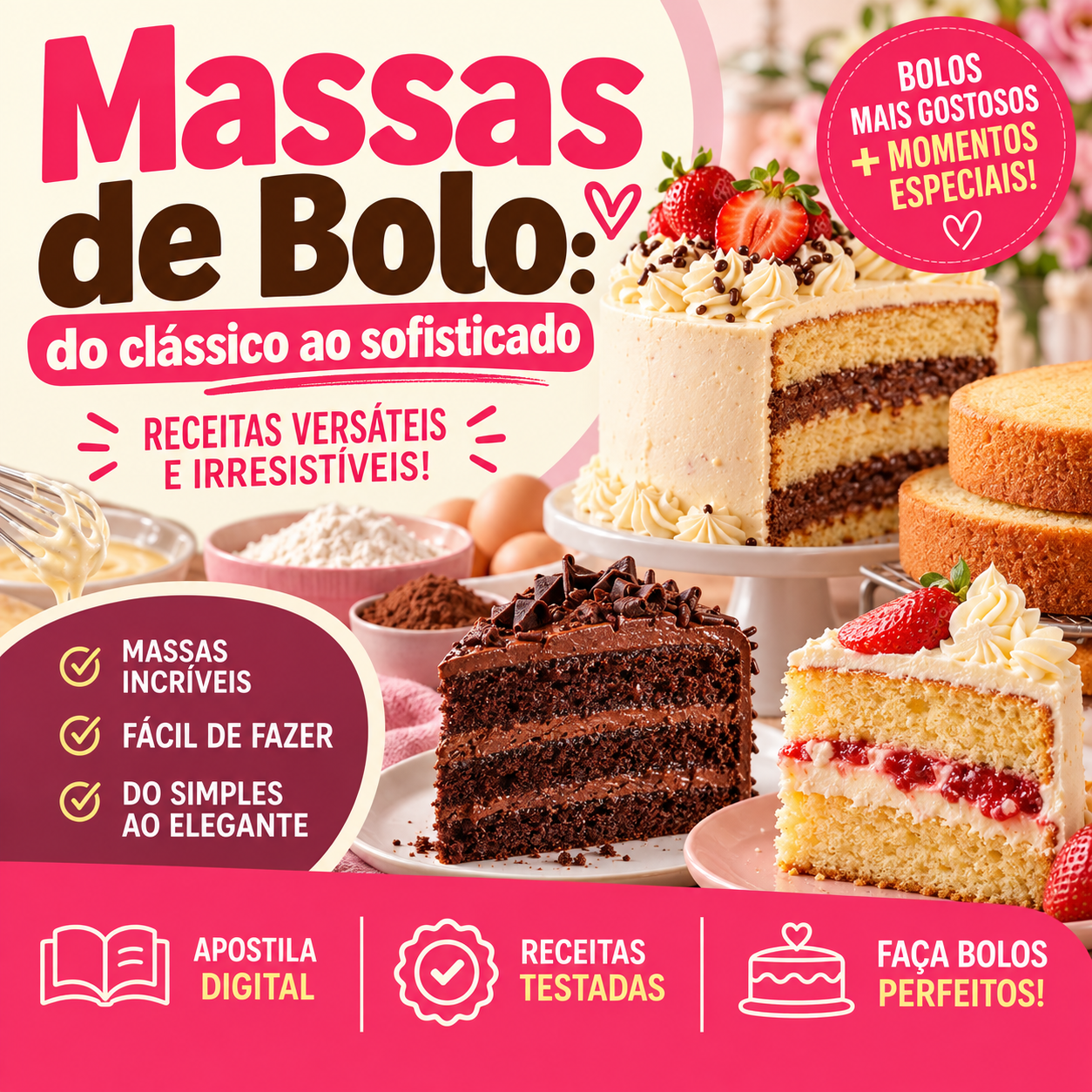 massas de bolo do básico ao sofisticado
